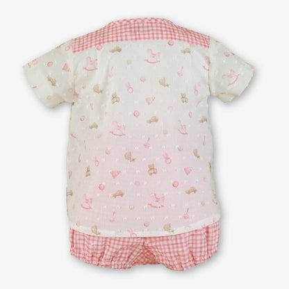 Conjunto bebe niño osito Vichy Rojo - Miranda
