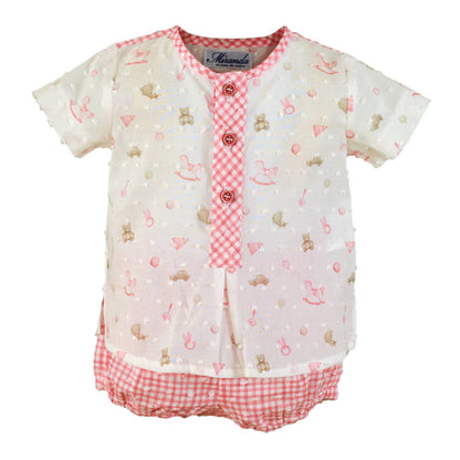 Conjunto bebe niño osito Vichy Rojo - Miranda