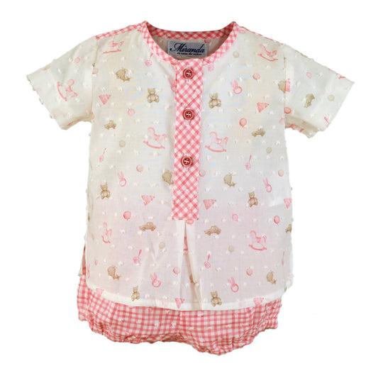 Conjunto bebe niño osito Vichy Rojo - Miranda