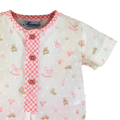 Conjunto bebe niño osito Vichy Rojo - Miranda