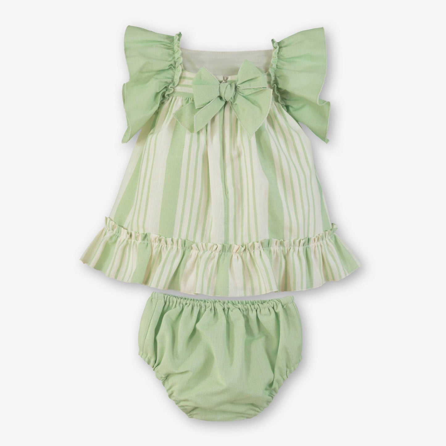 Vestido bebé Volantes Verde y Blanco  - Miranda