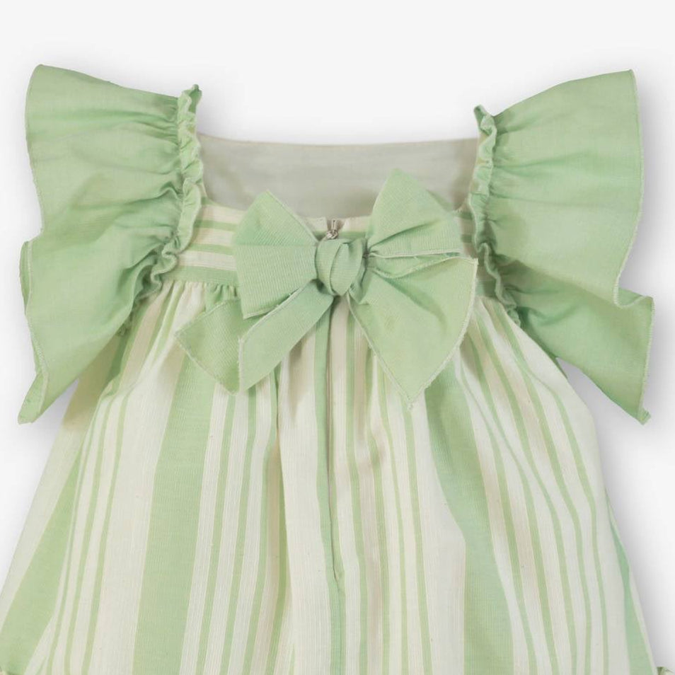 Vestido bebé Volantes Verde y Blanco  - Miranda
