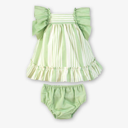 Vestido bebé Volantes Verde y Blanco  - Miranda