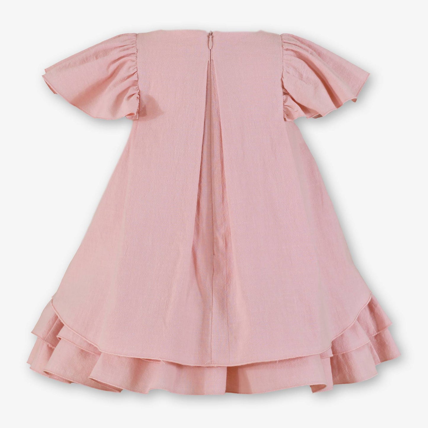 Vestido niña Rosa Palo botón Strass  - Miranda