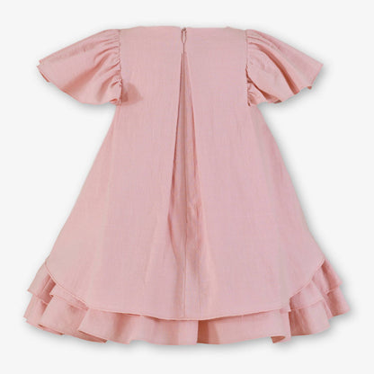 Vestido niña Rosa Palo botón Strass  - Miranda