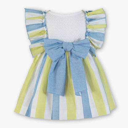 Vestido niña volantes Celeste Pistacho  - Miranda