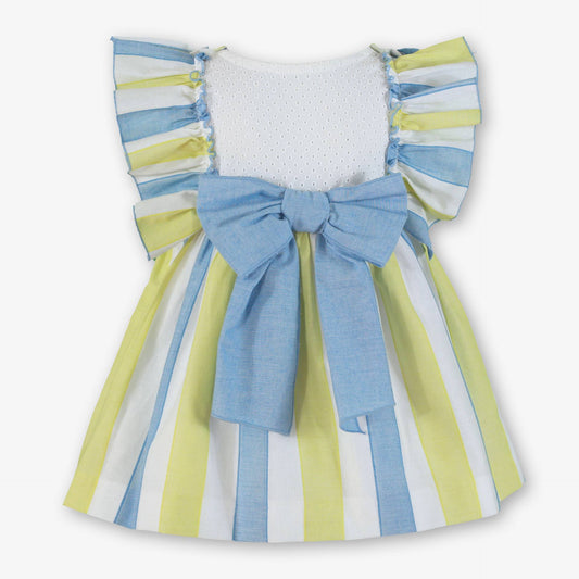 Vestido niña volantes Celeste Pistacho  - Miranda