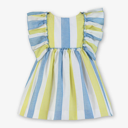 Vestido niña volantes Celeste Pistacho  - Miranda