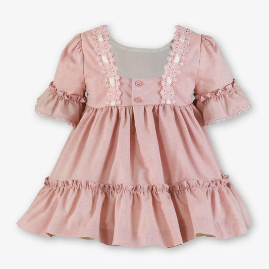 Vestido niña Rosa Palo volante  - Miranda