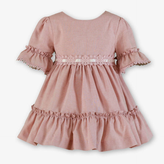 Vestido niña Rosa Palo volante  - Miranda