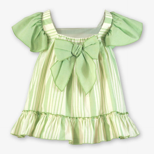 Vestido niña volantes Verde y Crudo  - Miranda