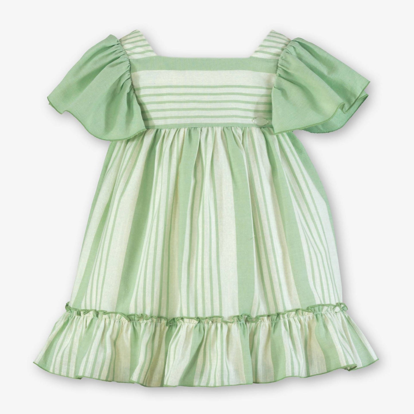 Vestido niña volantes Verde y Crudo  - Miranda
