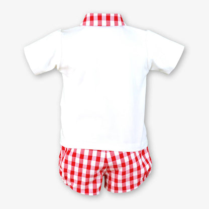 Conjunto bebe niño Vichy rojo - Miranda