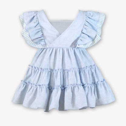 Vestido niña Celeste volante  - Miranda