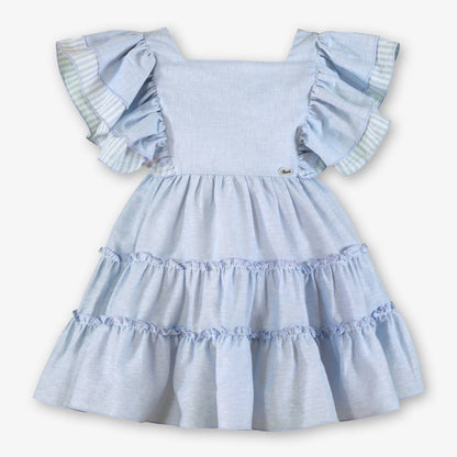 Vestido niña Celeste volante  - Miranda