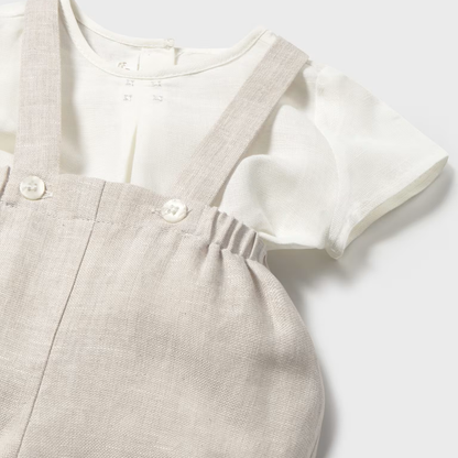 Conjunto peto con tirantes bebé niño trigo- Mayoral