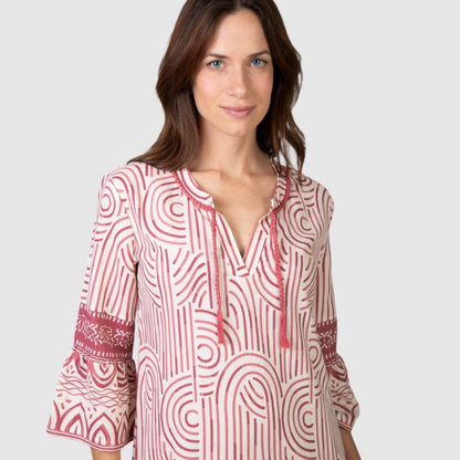 Vestido manga corta estampado Gráfico arcilla - Massana