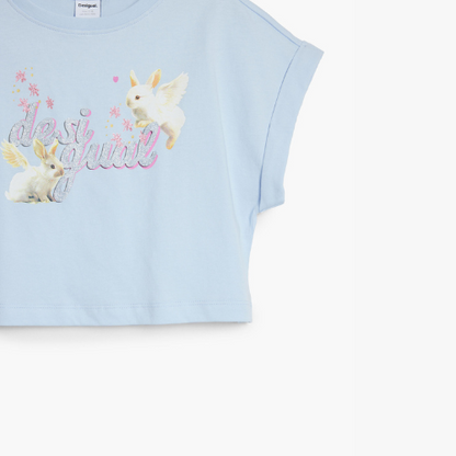 Camiseta cropped logo brillo conejos - Desigual
