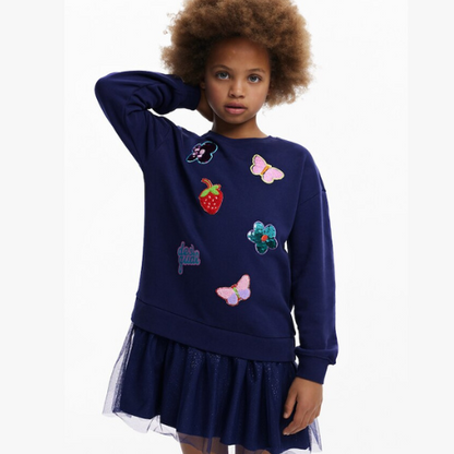 Vestido falda tul figuras - Desigual