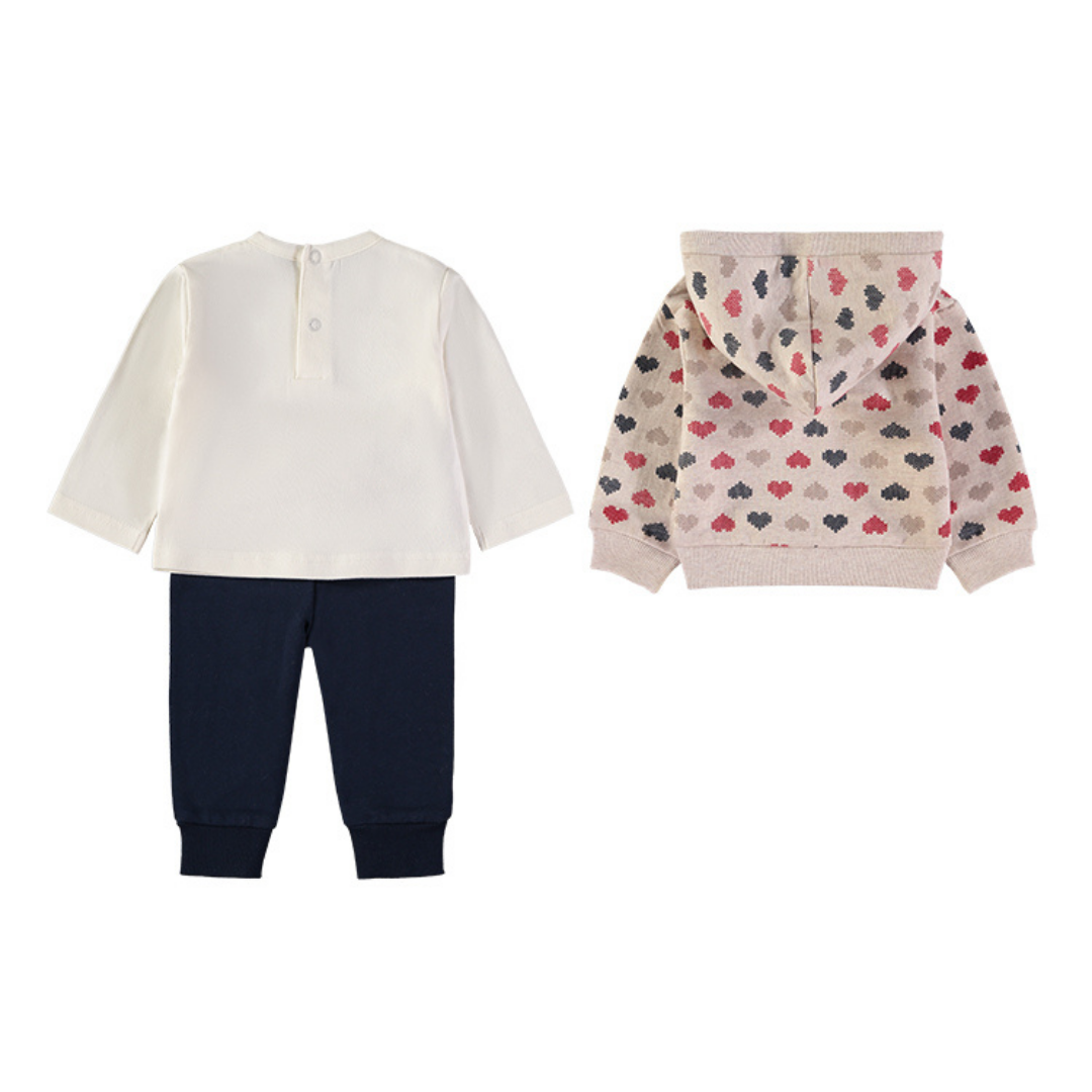 Conjunto Chaqueta, Camiseta y Pantalón Corazones – Babybol