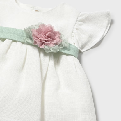 Vestido con ranita ceremonia Fajín floral Verde - Mayoral