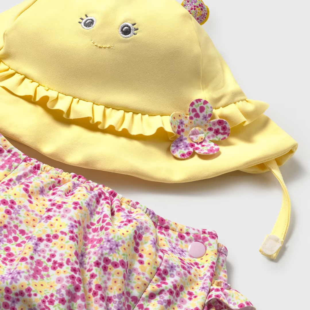 Conjunto de bañador pañal y gorro Flores - Mayoral