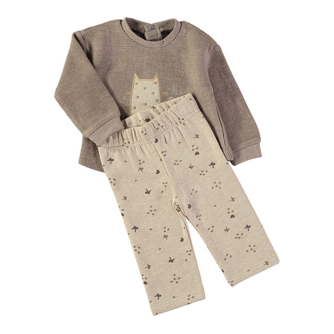 Conjunto Punto Gatito Beige – Babybol