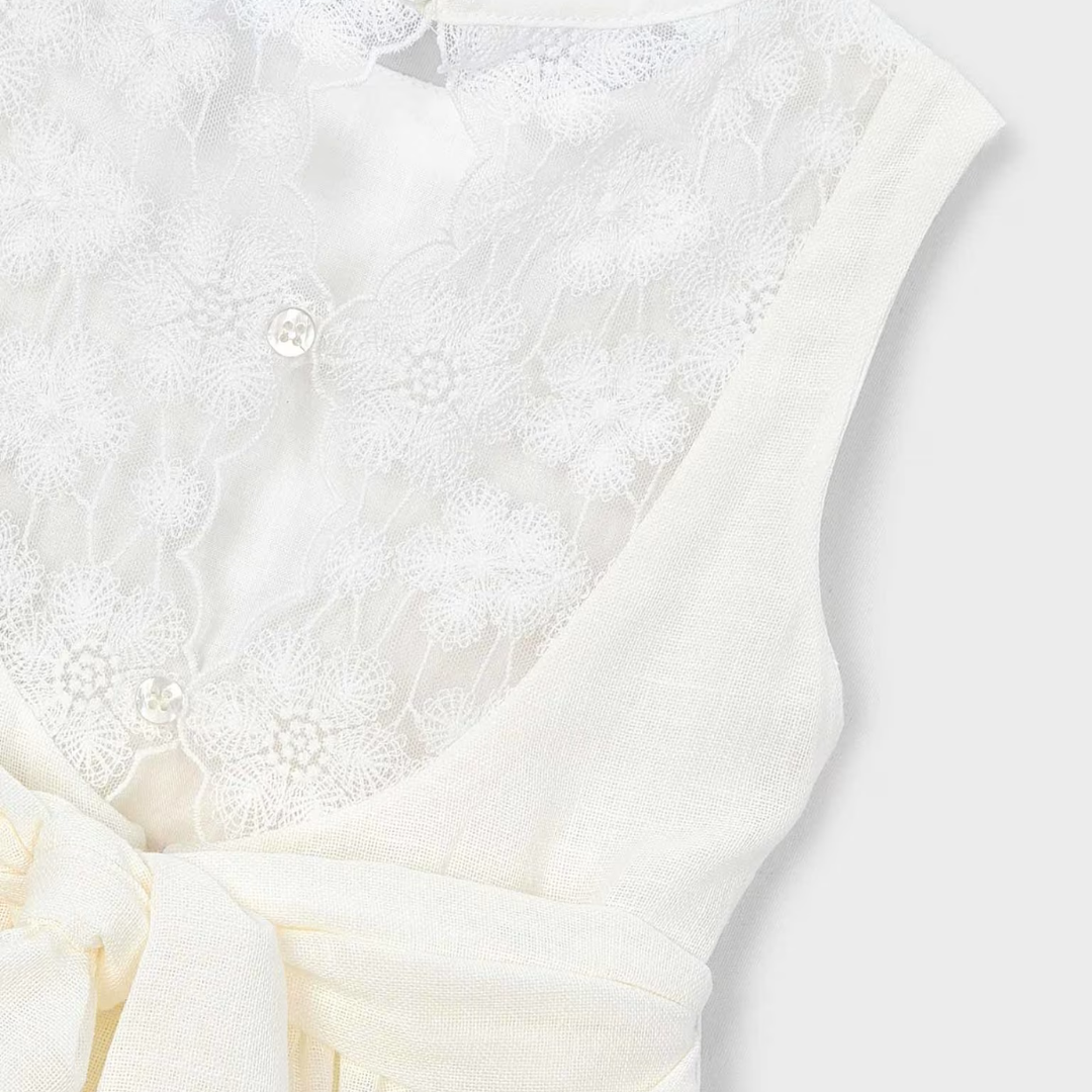 Vestido crema ceremonia Encaje niña   - Mayoral