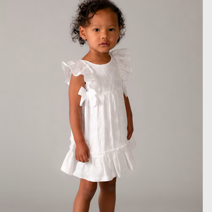 Vestido niña blanco bordado Flores - Mayoral