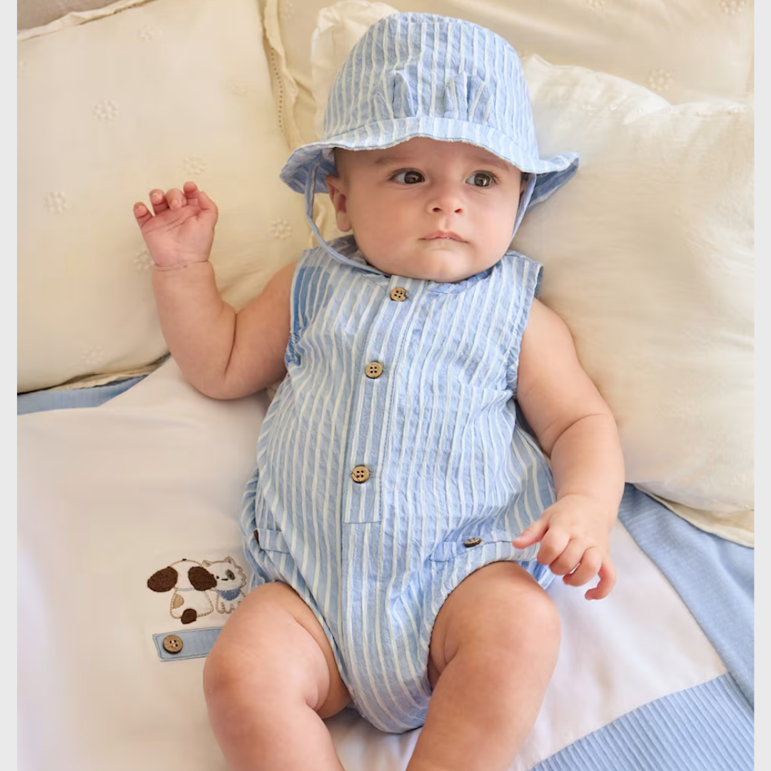 Conjunto bebé rayas azul denim - Mayoral