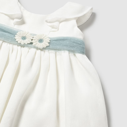 Vestido tul con fajín menta bebé  - Mayoral