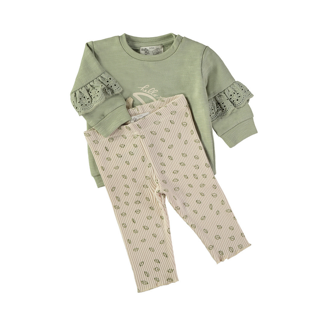 Conjunto Sudadera y Pantalón Floral Verde – Babybol