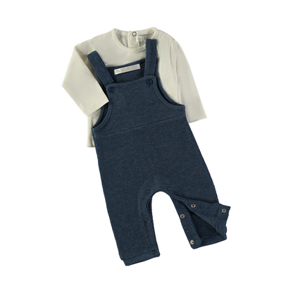 Conjunto Peto de Punto Azul Marino y Camiseta – Babybol