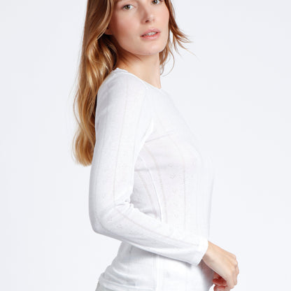 Camiseta blanca manga larga canalé - Admas