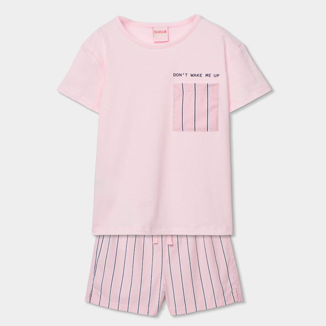 Pijama niña algodón rayas rosa - Boboli