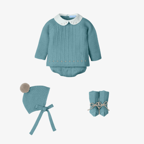 Traje 4P con cuello Tweed Dream musgo - Mac Ilusión