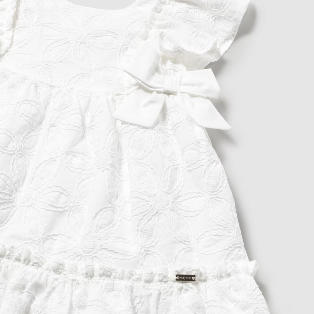 Vestido niña blanco bordado Flores - Mayoral