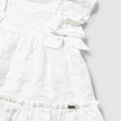 Vestido niña blanco bordado Flores - Mayoral