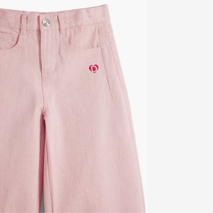 Pantalón wide jaspeado rosa - Desigual