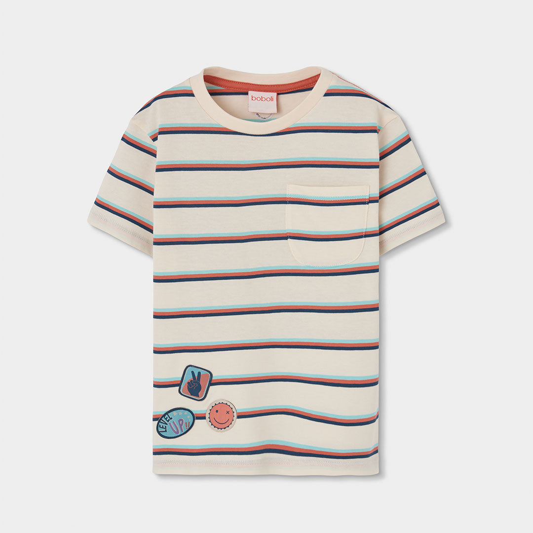 Camiseta niño punto listado Level Up - Boboli