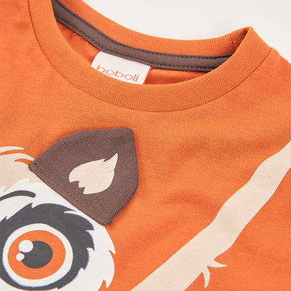 Camiseta niño naranja Lemur - Boboli