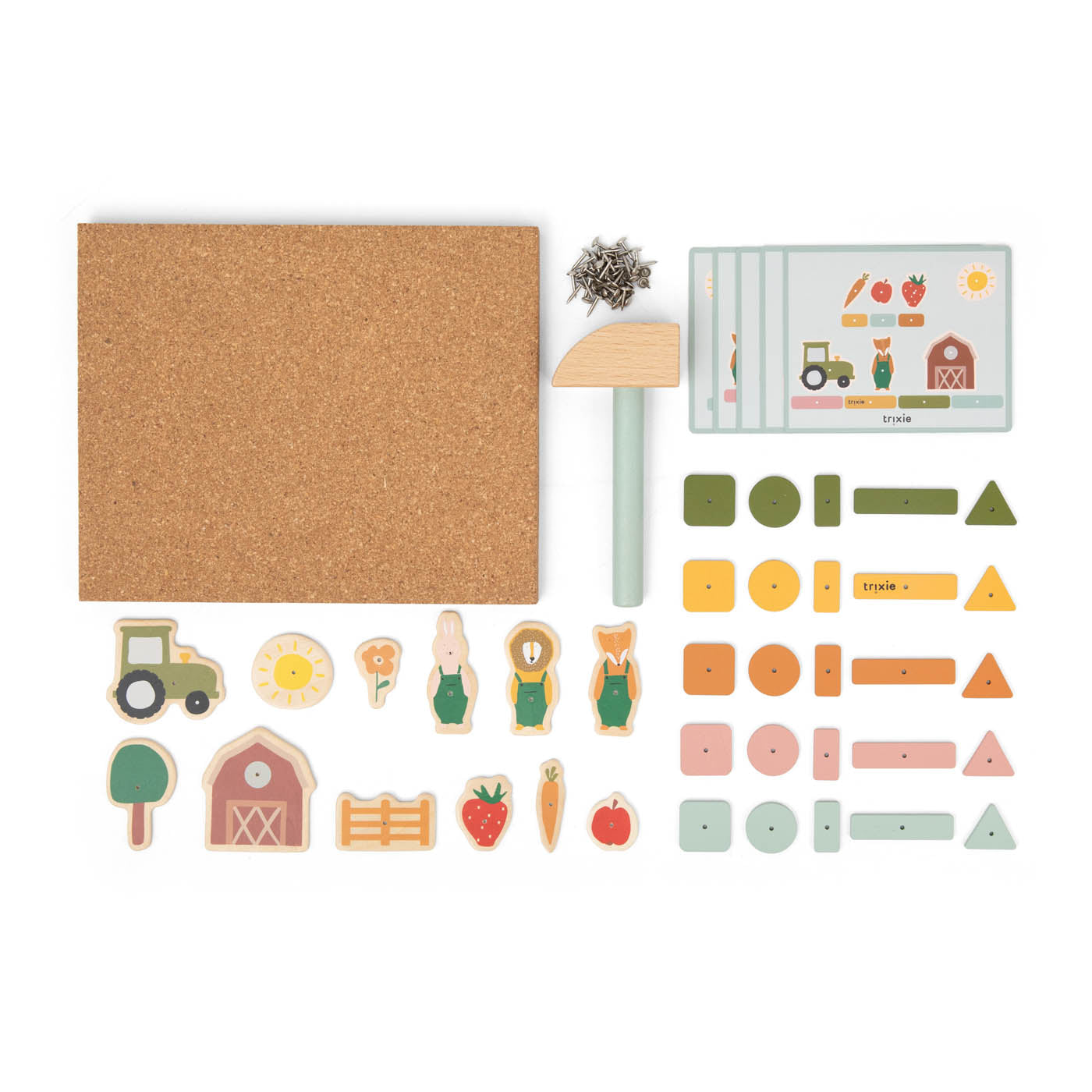 Juego creativo con martillo de madera granja - Trixie