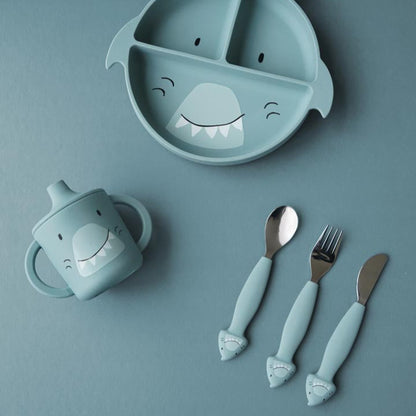 Set 3 cubiertos silicona Mr. Shark - Trixie