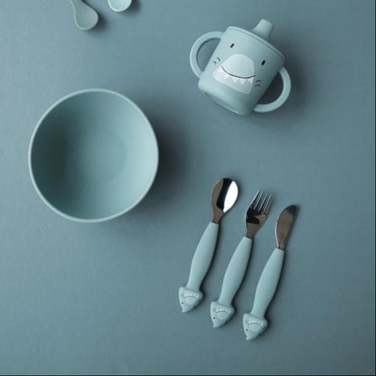 Set 3 cubiertos silicona Mr. Shark - Trixie