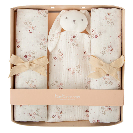 Set regalo gasas y dou dou Stars rosa - Bimbidreams