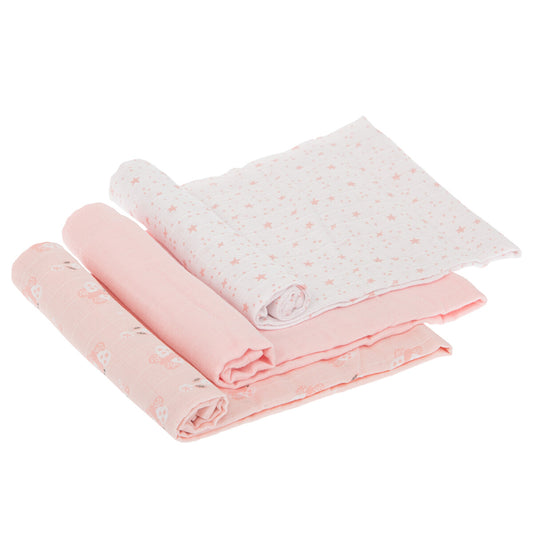 Muselinas algodón pack 3 Stars rosa - Bimbidreams