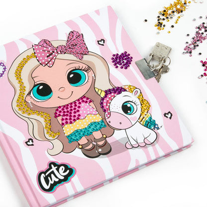 Set diario con boli y candado con diamantes cute - Kidea