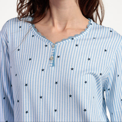 Camisola manga larga Stripes and Stars azul - Admas