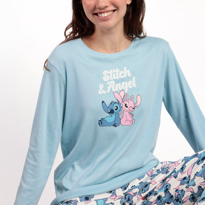 Pijama manga larga Stitch y Ángel mujer - Admas