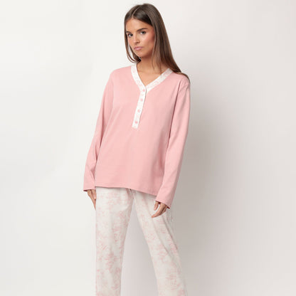 Pijama abotonado manga larga Toile De Jouy - Admas